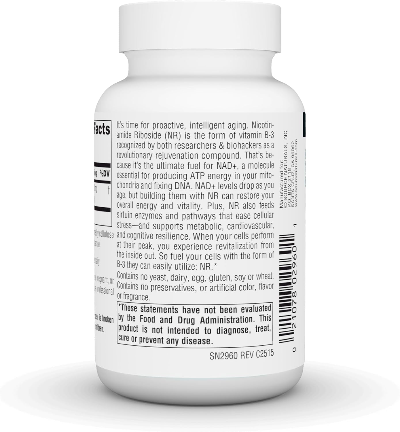 Source Naturals NR, Nicotinamide Riboside, Vegan Dietary Supplement for Mitochondria, Healthy Aging, Cells & Energy*, Premier Fuel for NAD+ Levels, 300 mg - 60 Vegan Capsules