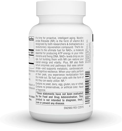 Miniatura 4 de Source Naturals NR, ribósido de nicotinamida, suplemento dietético vegano para mitocondrias, envejecimiento saludable, células y energía*,