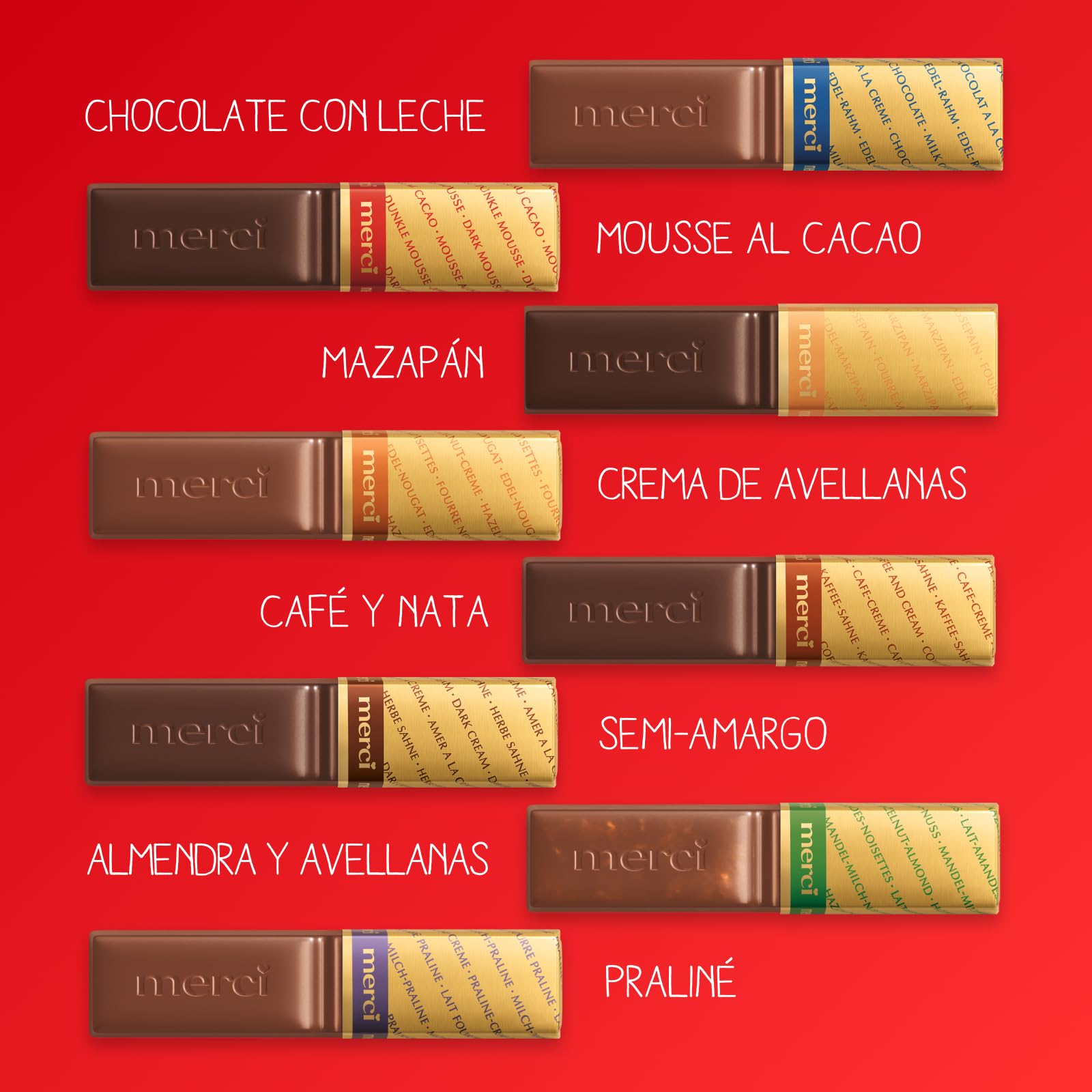 merci Finest Selection Gran Variedad – 400 g – Caja de Bombones para Regalar – Surtido de 8 Especialidades de Chocolate con y sin Relleno – Selección Premium – Sin Gluten y Aptos para Vegetarianos