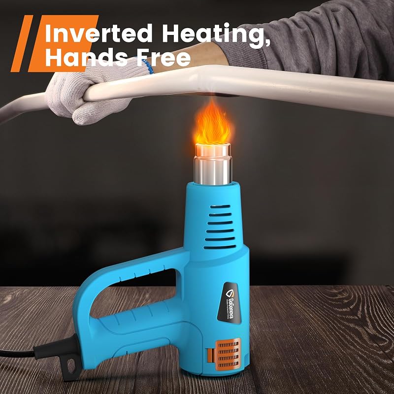 GoGonova 2000W Hőlégfúvó, 1,5mp Gyors Felfűtéssel, 3 Fúvókával, 2 Hőmérséklet Szinttel (300°/650°), Festékeltávolításhoz, Zsugorításhoz, Jég