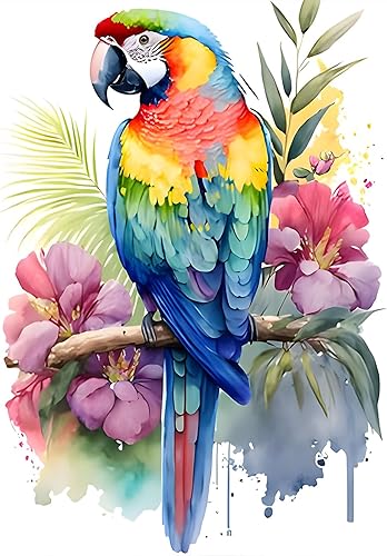 SENQAO Kits de pintura de diamantes para adultos principiantes, taladro redondo completo, gema pájaros, flores, kit de arte de diamante, pintura de