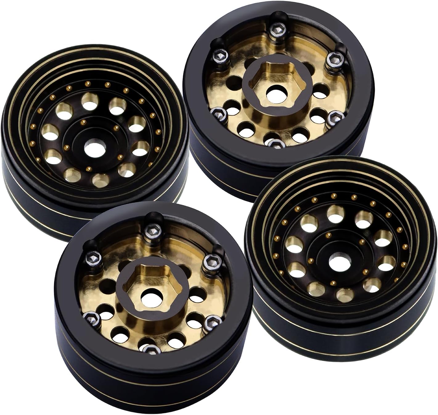 4PCS Black Coated Brass 1.0 Inch Wheel Rims 39g -2.65mm for 1/24 1/18 RC Crawler Cars Axial SCX24 AX24 TRX4M FCX24 Upgrade Parts (Black)
