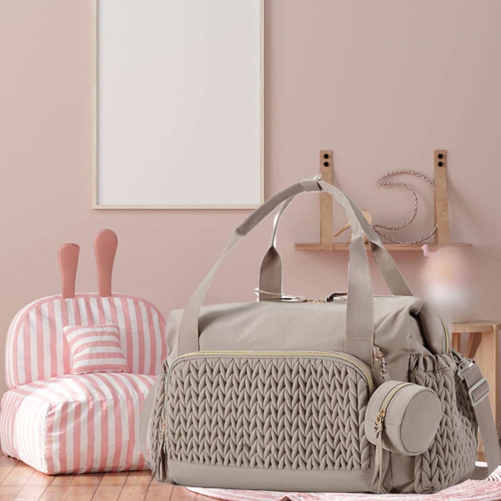 Générique Sac à langer multifonctionnel, grande capacité, sac à bandoulière avec étui à tétine pour maternité et bébé, voyage, plage