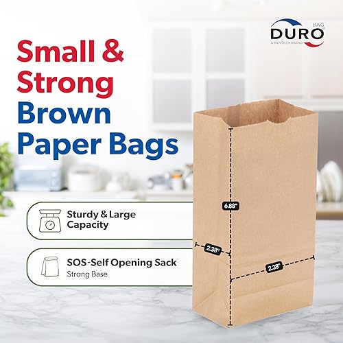 Miniatura 2 de Duro 1# Dubl Life - Saco de apertura automática 30#, bolsas de papel kraft recicladas, tamaño pequeño, color marrón, tamaño del almuerzo, mini