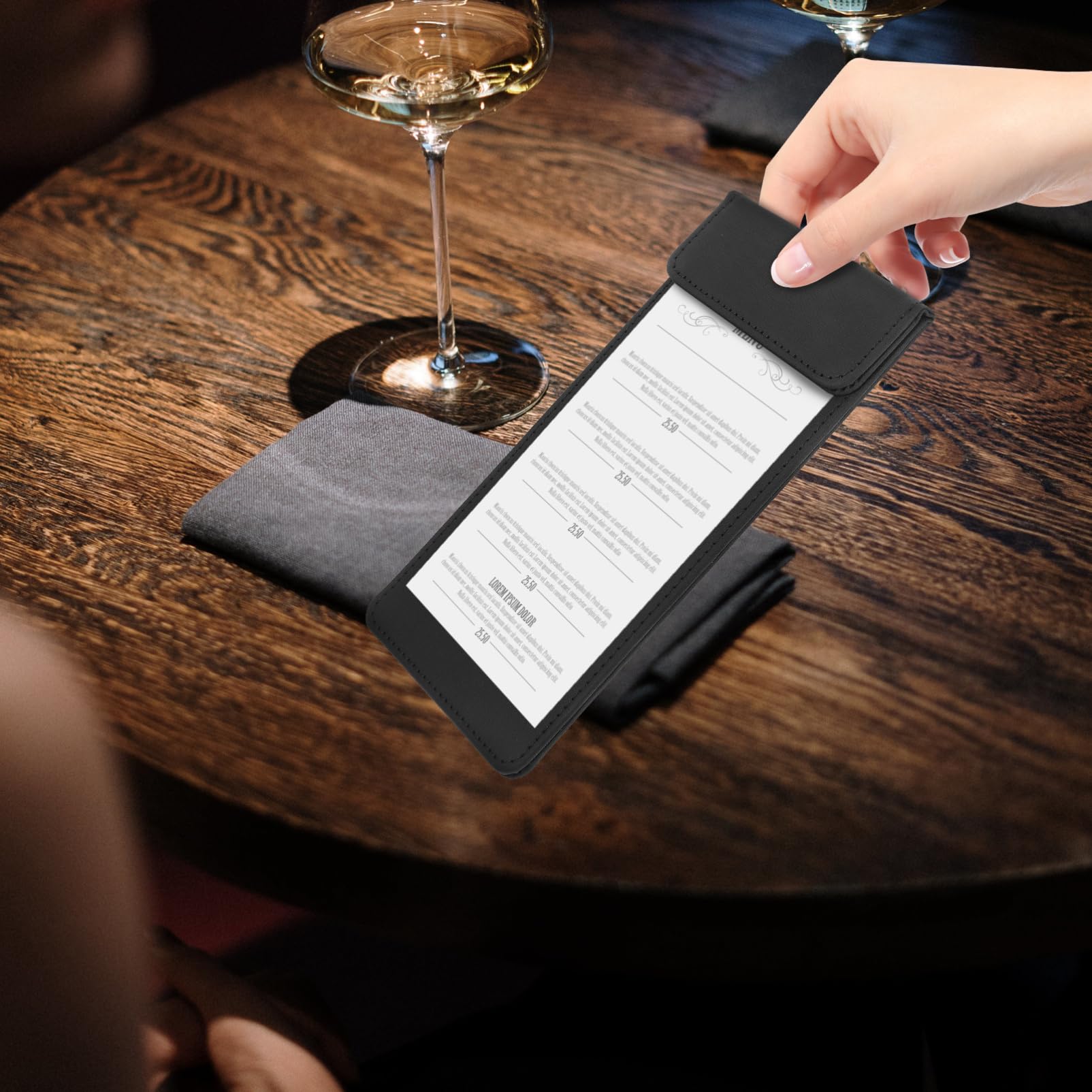 FUNOMOCYA Leather Writing Board Restaurant Check Serving Board Order Menu Book Hotel Menu Book