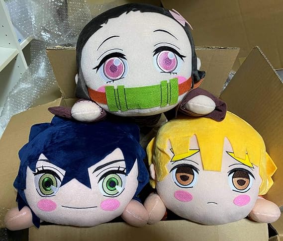 Amazon 鬼滅の刃 メガジャンボ寝そべりぬいぐるみ 我妻善逸 竈門禰豆子 嘴平伊之助 素顔 3種セット ぬいぐるみ おもちゃ