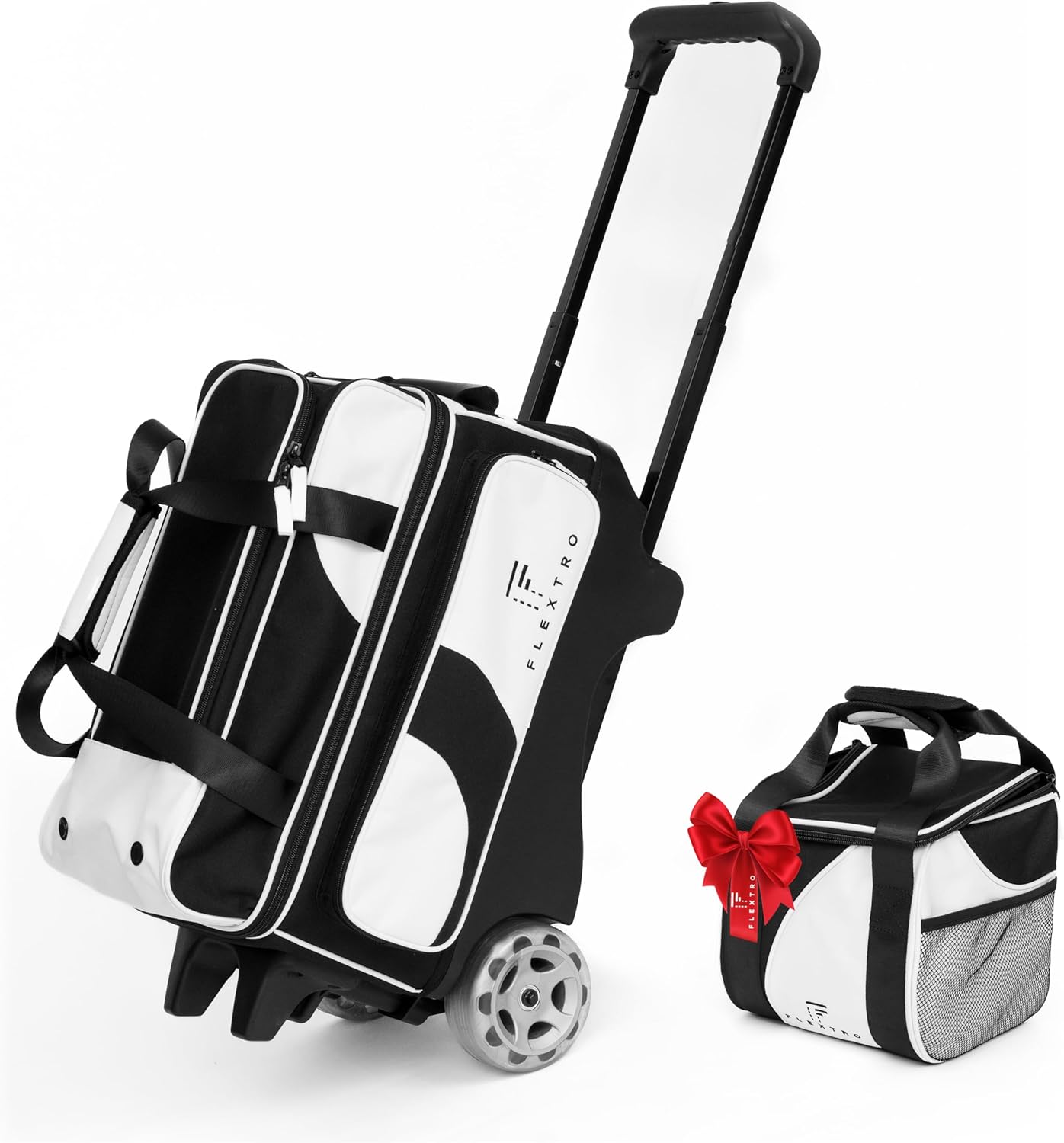 Flextro 3 Ball Bowling Bag with Wheels - Heavy Duty Rolling Bowling Bag for 3 Balls & Shoes - Premium Smooth Rolling System & Reinforced Frame