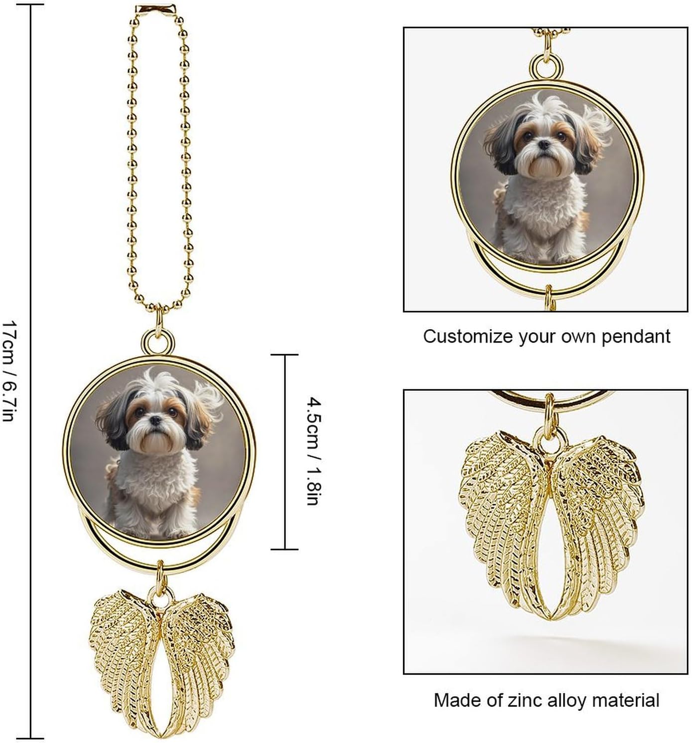 Shih Tzu Dog Car Hanging Ornament Rear View Mirror Pendant Cute Car Mirror Aesthetic Decor Funny Auto Pendant Auto Charms Gifts for Men Women Golden-style image 2