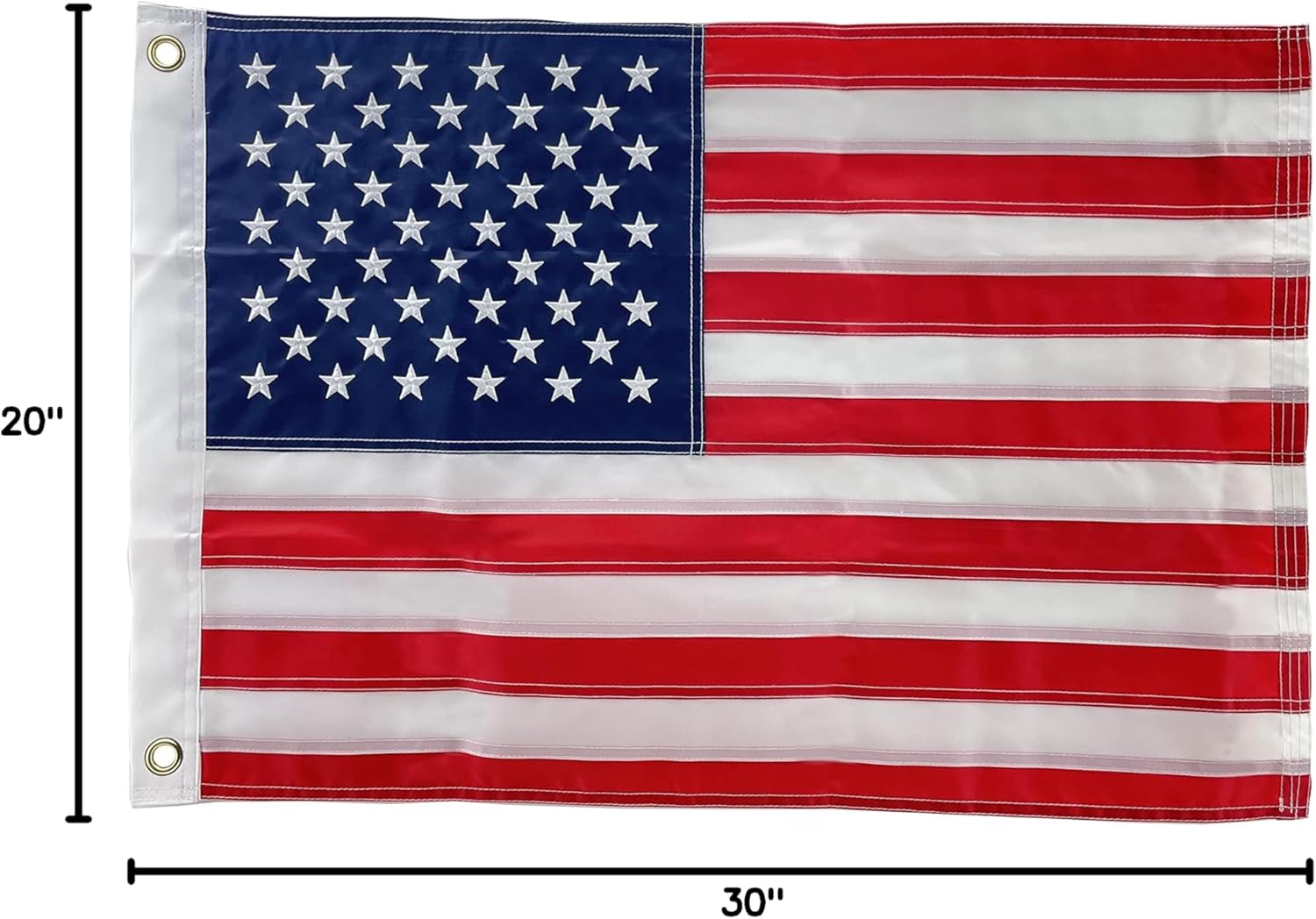 SPEARFISHING WORLD Large American Flag 20" X 30" Sewn Stripes with Embroidered Stars and 2 Brass Grommets for Lawn Yard Boat Building