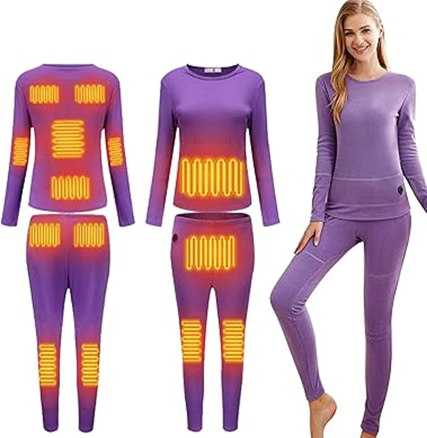Thermal Underwear Set for Women,14 Areas Heating,App Controlled 3 Heating Levels,Heated Shirt and Pants