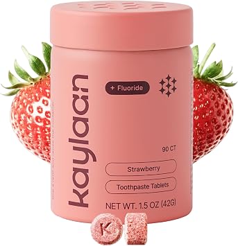 Strawberry Toothpaste Tablets with Fluoride - for Adults, Toddlers, and Kids Toothpaste Teeth Whitening Travel Sensitive SLS Free Childrens Kid Oral Care - 90 Count