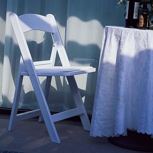 Miniatura 8 de Efavormart - Juego de 1 silla plegable blanca con asiento acolchado de vinilo, silla de boda para interiores y exteriores, portátil y plegable