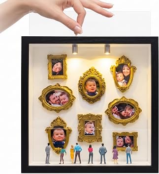 Museum of Us Shadow Box Frame, Top Loading DIY Mini Museum Kit with Lights