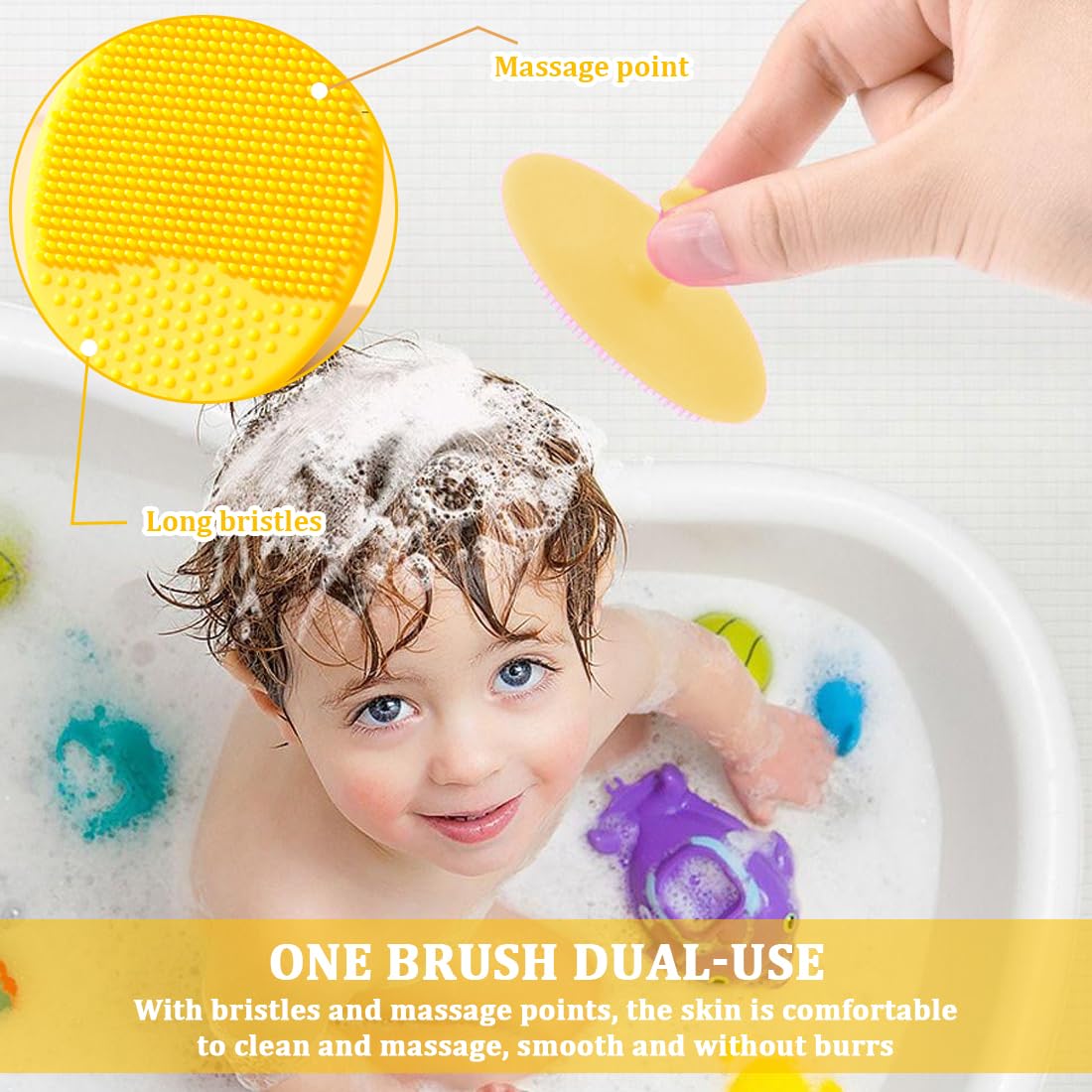 spazzola da bagno,4 Pezzi Pettine Neonato,Pettine Crosta,Spazzola e Pettine Neonato,Pazzola per Bambini In Silicone Adatto Per Il Massaggio Del Cuoio Capelluto Del Neonato