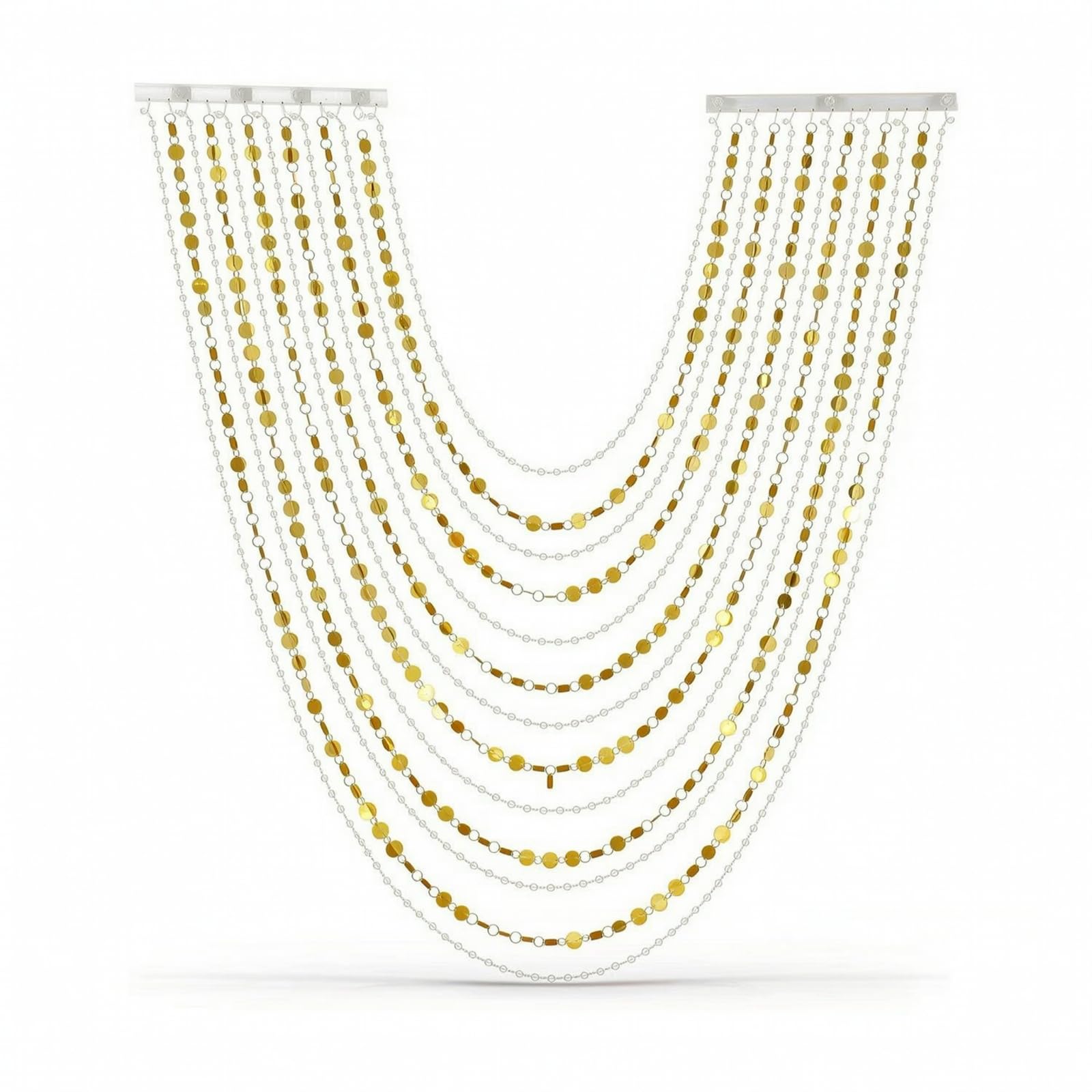Amagogo Rideau de Plafond Événement Paroi Perles, Hauteur Maximale 1 Mètre, Largeur Réglable, Perles De Terre + Paillettes Dorées