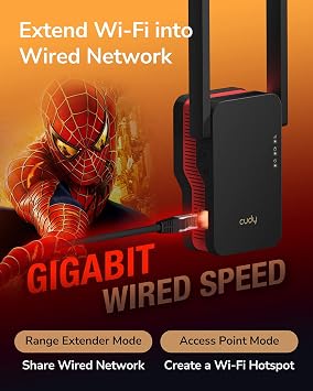 Cudy AX3000 Dual Band Wi-Fi 6 Extender, WiFi 6 Repeater Coverage up to 3000 Sq.Ft. and 70 Devices, 802.11ax, 160MHz, MU-MIMO, Beamforming, OFDMA, WPA3