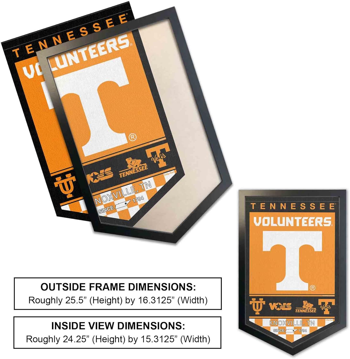College Flags & Banners Co. Tennessee Volunteers Heritage Logo History Banner and Wood Banner Frame