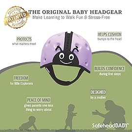 SafeheadBABY Soft Baby Head Protector Helmet for Crawling and Walking 7-24 Months - Ultra-Lightweight & Breathable Infant Safety Helmet That Grows with Your Baby (Circ. 40-52 cm) - Ladybird Purple