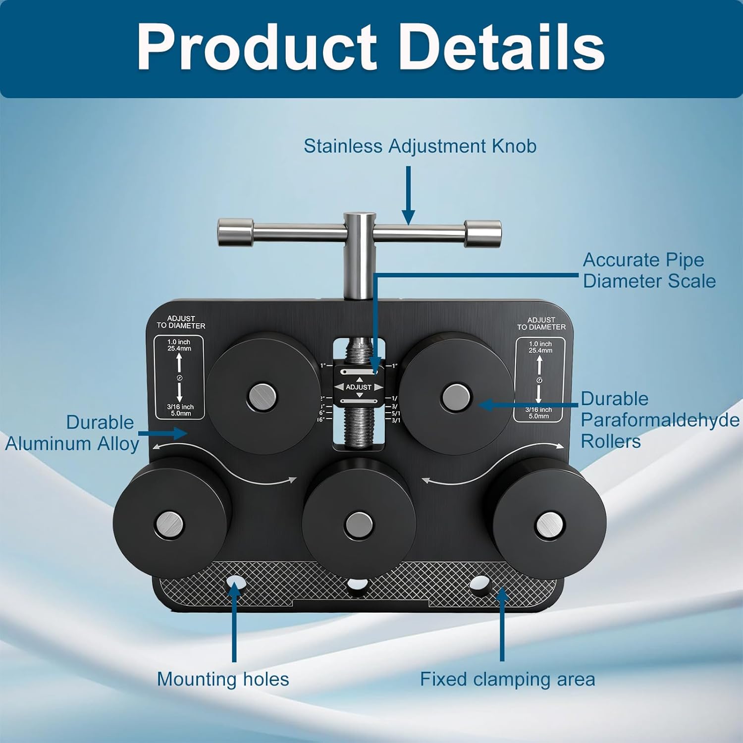 Tubing Straightener, Brake Line Straightener with Precision Rollers for 3/16"-1.0" Diameters, Tube Straightener for Fuel Line, Soft Aluminum, and Copper Tubing