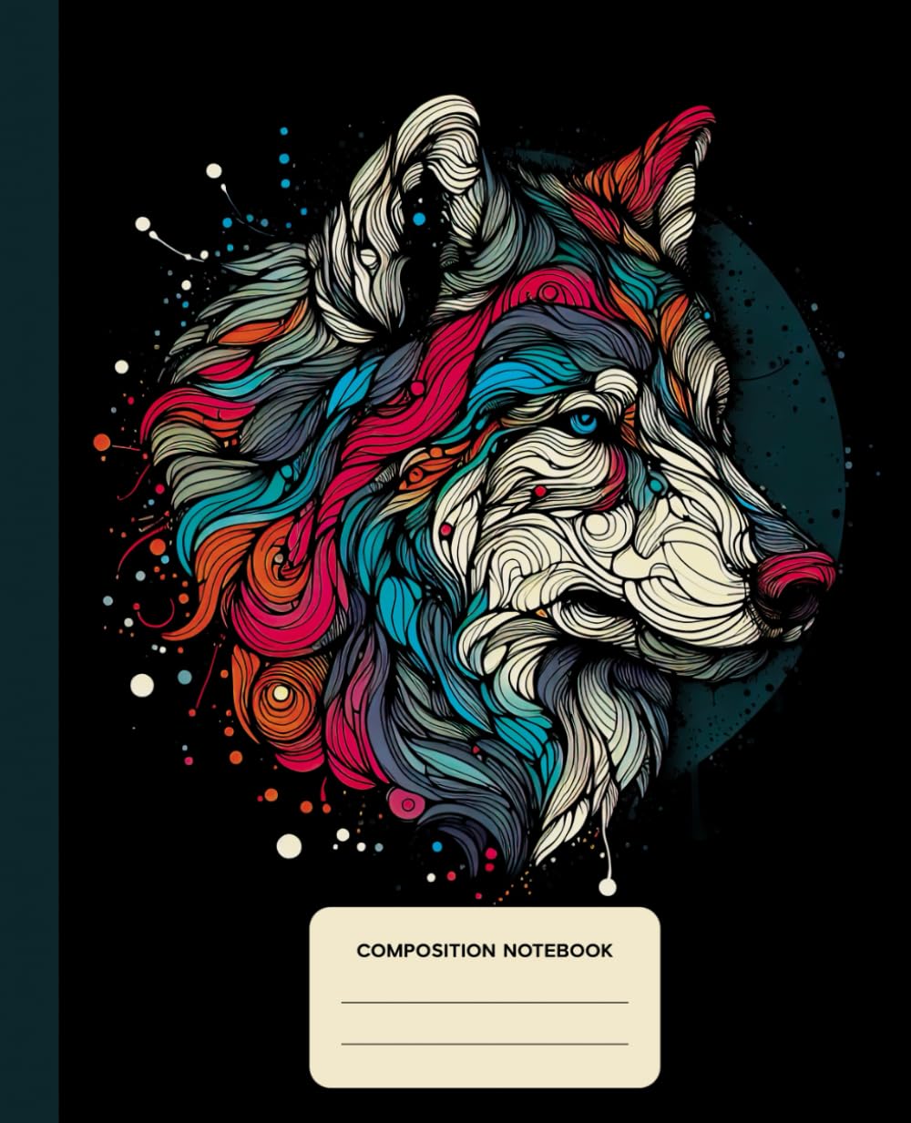 Composition Notebook College Ruled: Wolf Sketch Aesthetic Illustration | Lined Paper Journal For School, College, Office, Work - 7.5" x 9.25" - 110 Pages