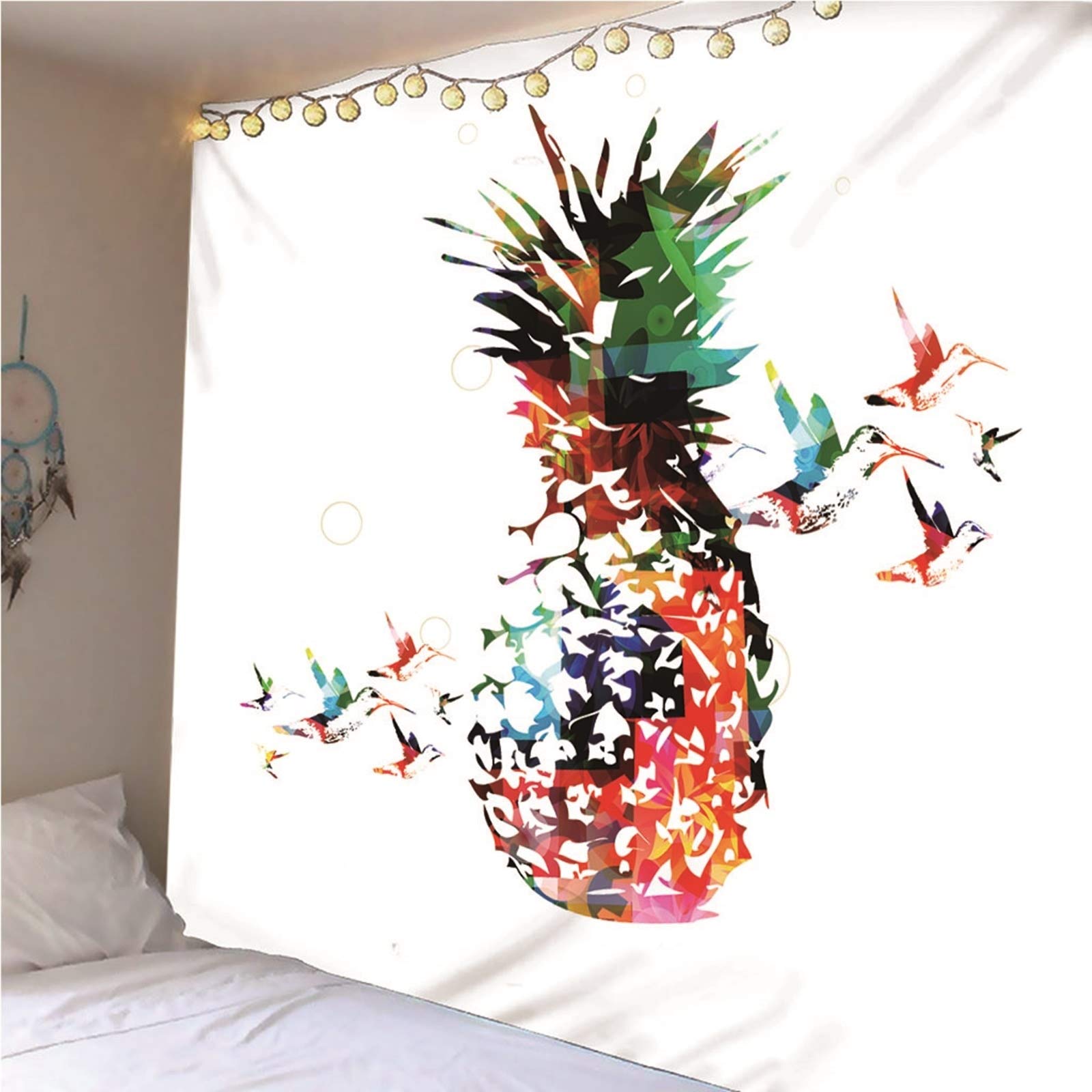 Aeici Tapiz Pared, Tapiz Tela Fruta Piña Aves Tapices De Pared Wall Hanging, Bedsheet(200X200Cm)