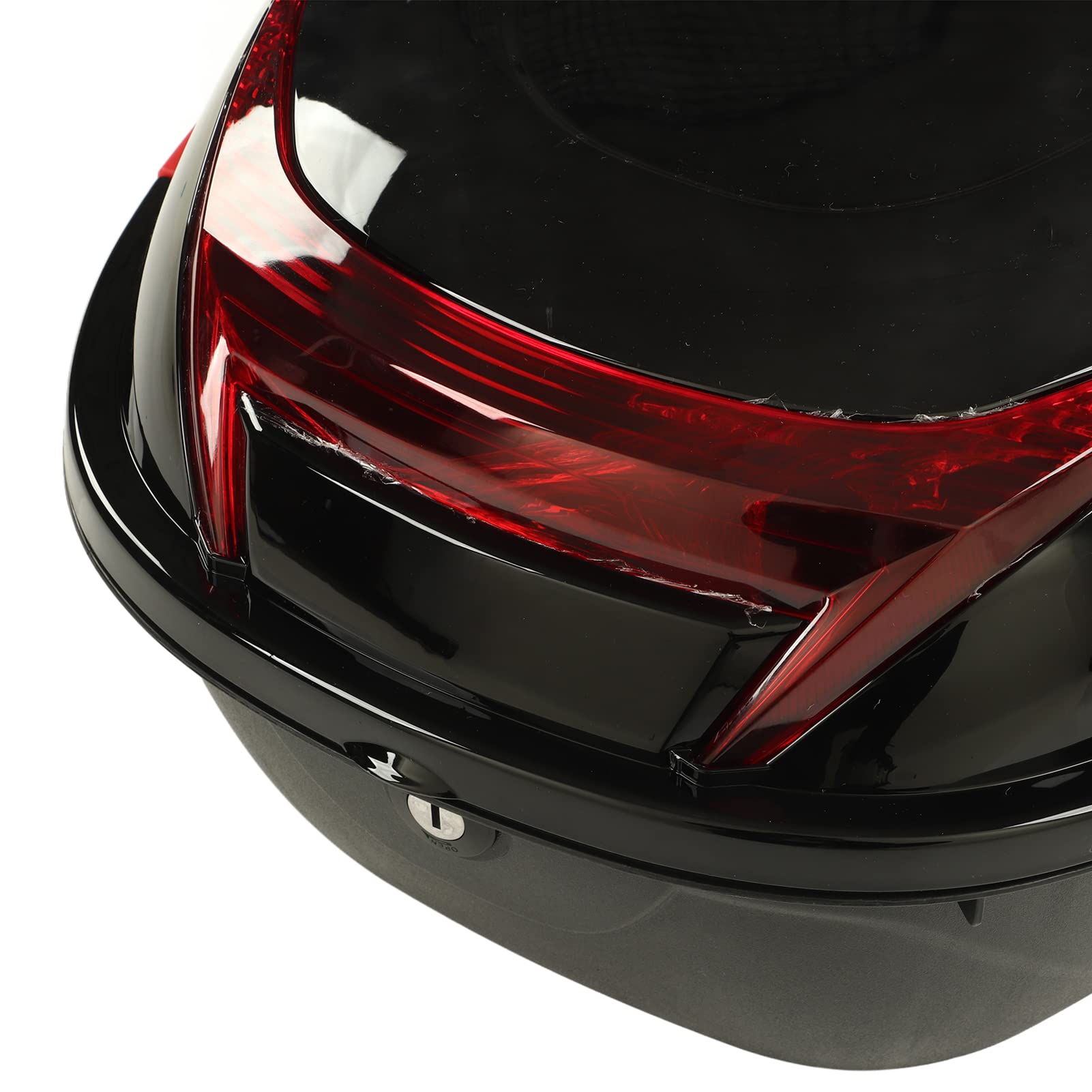 Kufer Górny Motocykla, Tylna Skrzynia Motocykla, Skrzynka Ogonowa, Bagażnik, Wodoodporny, Zamykany Kufer Górny Moto do Motocykla, Klasyczny Design (Czarny duży, wysokość: ok. 42
