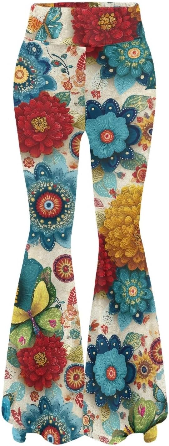 Flare Leggings Tummy Control Yoga Pants Comfy Wide Leg Bell Bottom Pants for Party Disco Clubwear