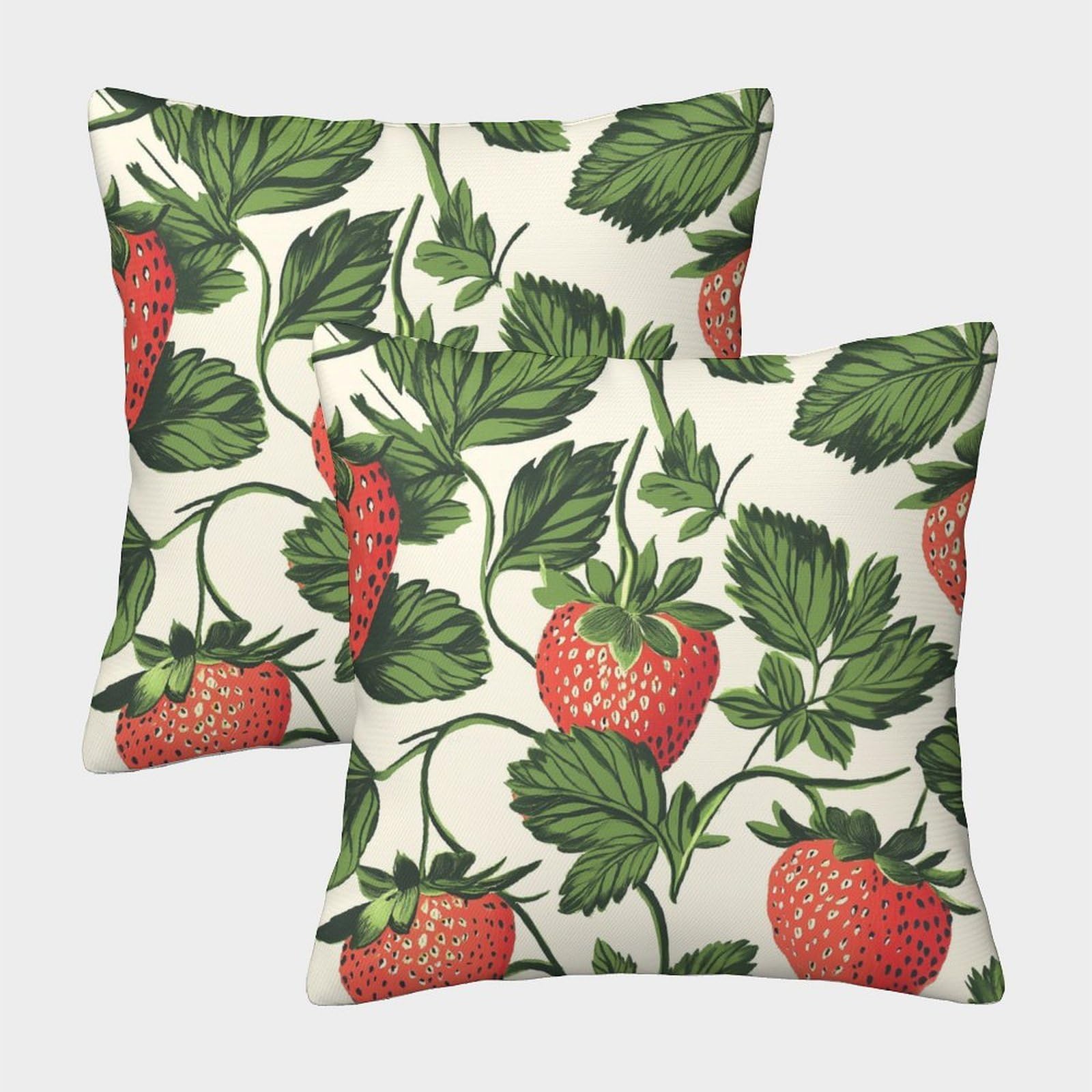 kaiyun 2 Pack Bright Strawberries,Fruit Pattern Square Pillow Cover Cushion Cover 45x45cm Suitable for Sofa Bed Chair,3D Pattern