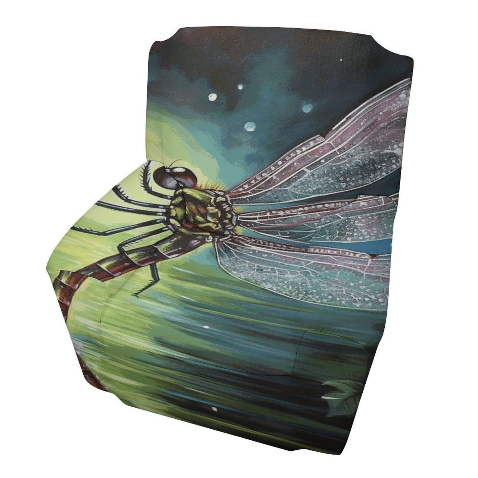 Fodpand Style Dragonfly Painting Sofa Cover Soft 1 Seater Sofa Slipcover For Pets Washable,Couch Cover With Elastic Straps Furniture Protector