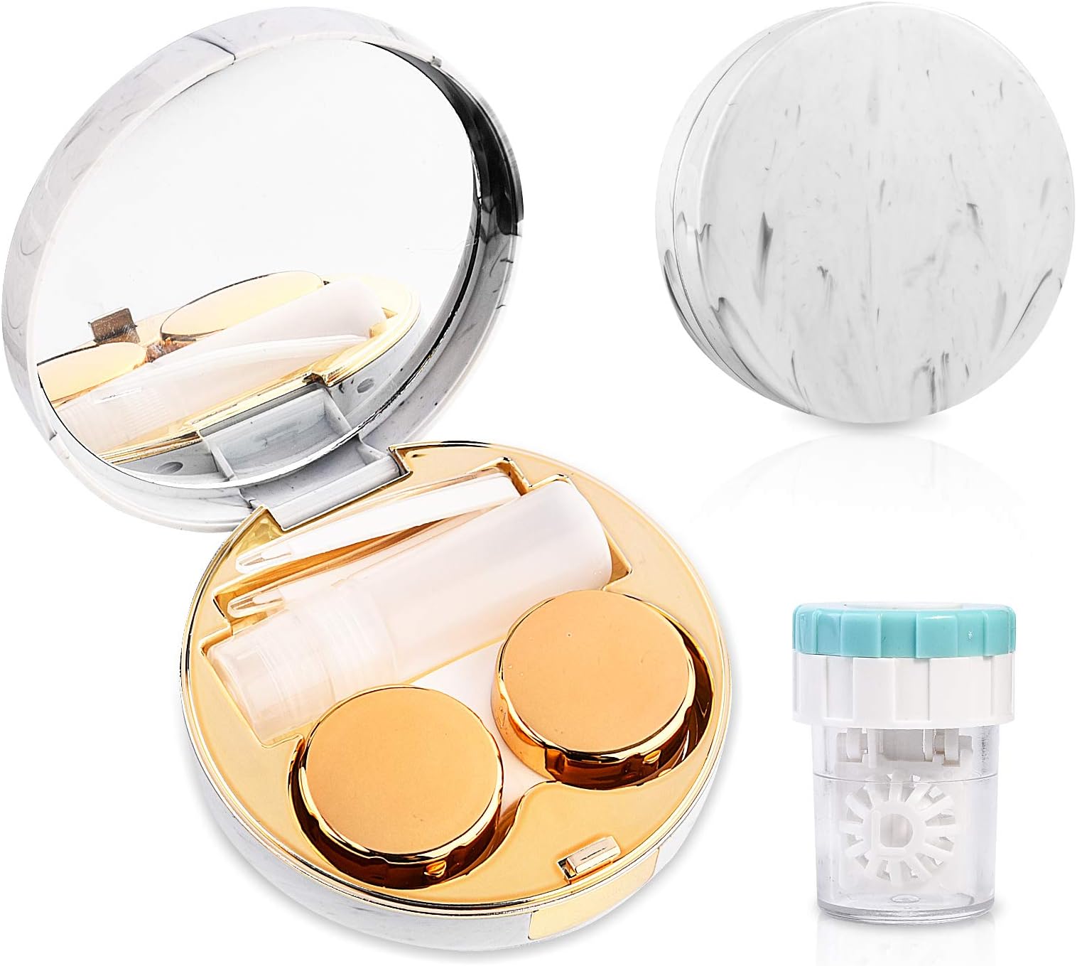 Lasiyanor Contact Lens Travel Kit with Cleaner Washer, Portable Contact Box with Mirror Tweezers Remover Tool Solution Bottle for Daily Outdoor