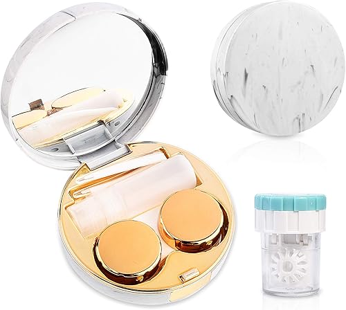 Kit de viaje para lentes de contacto con arandela limpiadora, caja de contacto portátil con pinzas de espejo, herramienta de eliminación de botellas