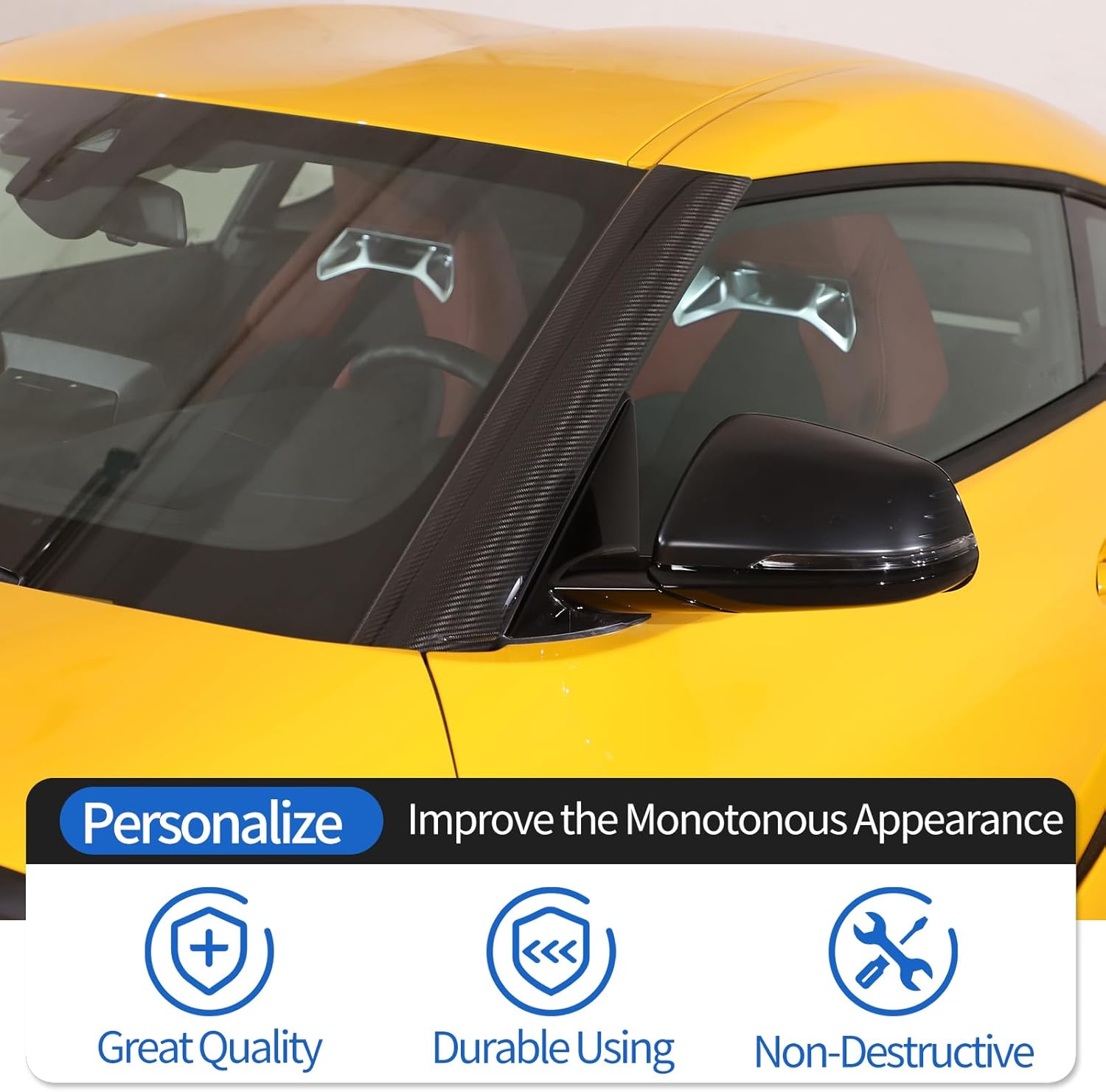 Real Carbon Fiber Windshield A-Pillar Molding Cover Fit for Toyota Supra GR A90 A91 MK5 2019-2026, Windshield Side Window Pillar Trim Cover Accessories 2Pcs (Black)