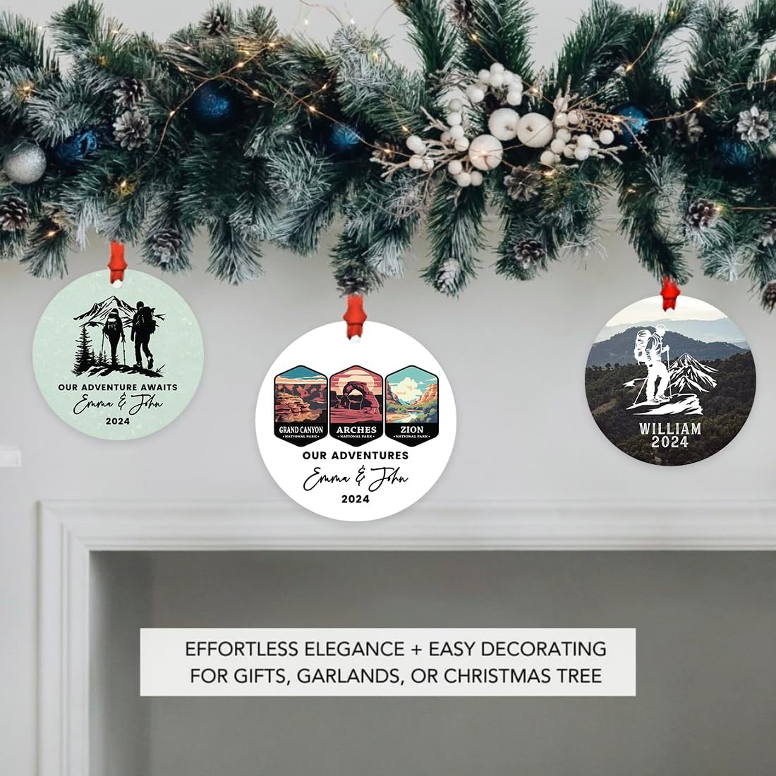 Andaz Press 3.5" Metal Personalized Hiking Engagement Ornament, Adventure Partners, Custom Hiking Ornaments for Christmas Tree, Customized Hiking Christmas Ornament for Couples, Men, Women - Image 7