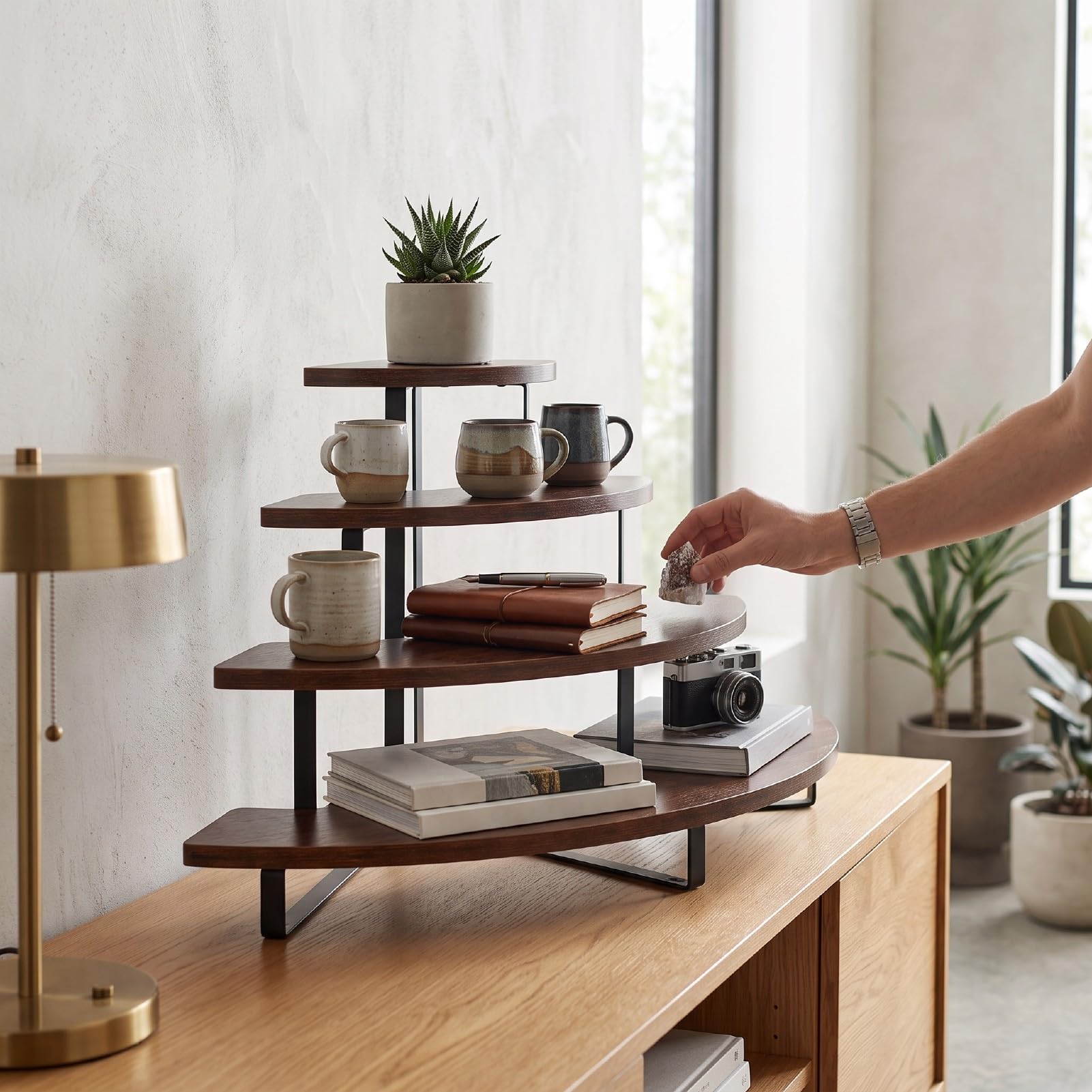 Estante Expositor de Madera de 4 Niveles, Soporte para Pasteles