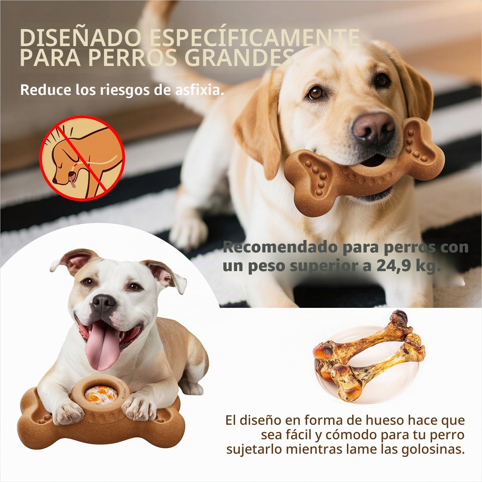 Niumowa Hueso para Lamer Indestructible para Perros Agresivos - Juguete Interactivo con Compartimento Extraíble para Snacks Congelados, Anti-Ansiedad y para Higiene Dental