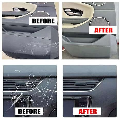 Car Interior Scratch Remover, Multipurpose Dashboard Scratch Repair Kit, Plastic and Vinyl Restorer for Minor Scratches, Restores Color and Shine