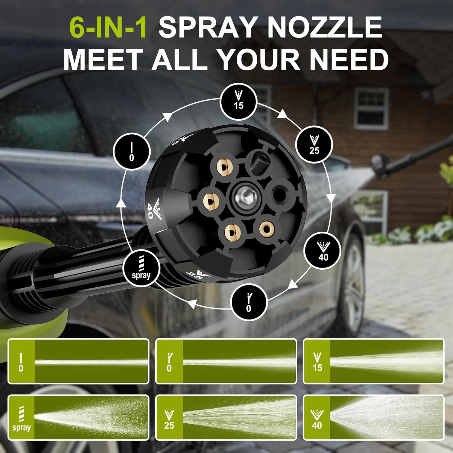 Cordless Pressure Washer,900PSI Portable Battery Power Washer,Electric Car Pressure Washer Handheld with 6-in-1 Nozzle & 1.5Ah Battery, Portable Electric Cleaner for Car/Floor/Garden/Fence - Image 4