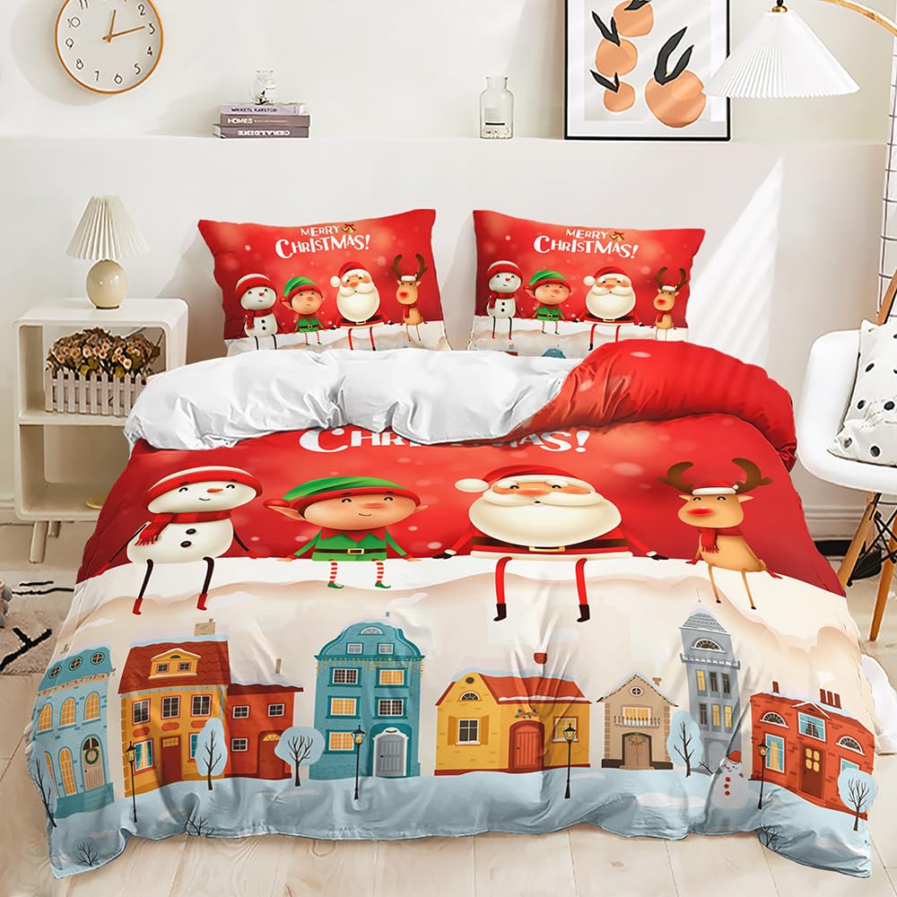 Housse de couette 240x260 Noël avec zip facile d'entretien
