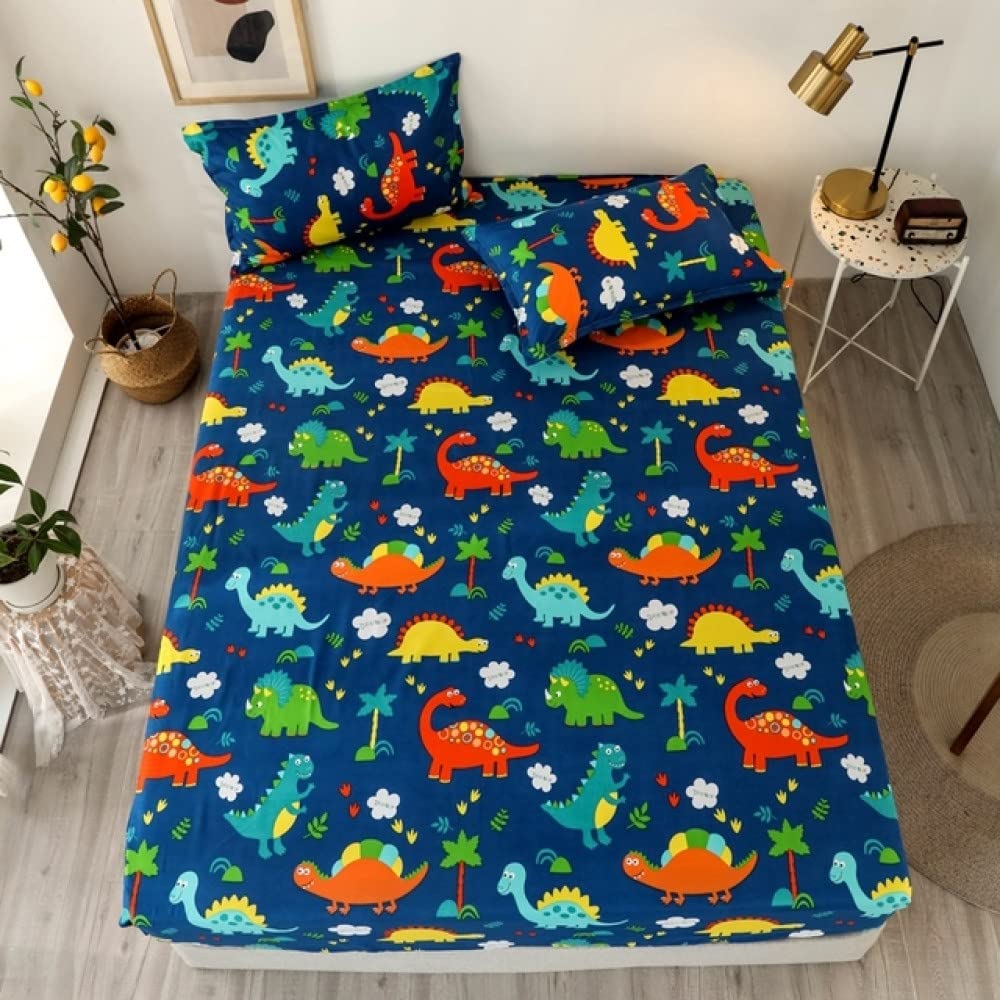 Drap de lit dinosaure grand lit 180x200x25cm drap-housse imprimé dessin animé
