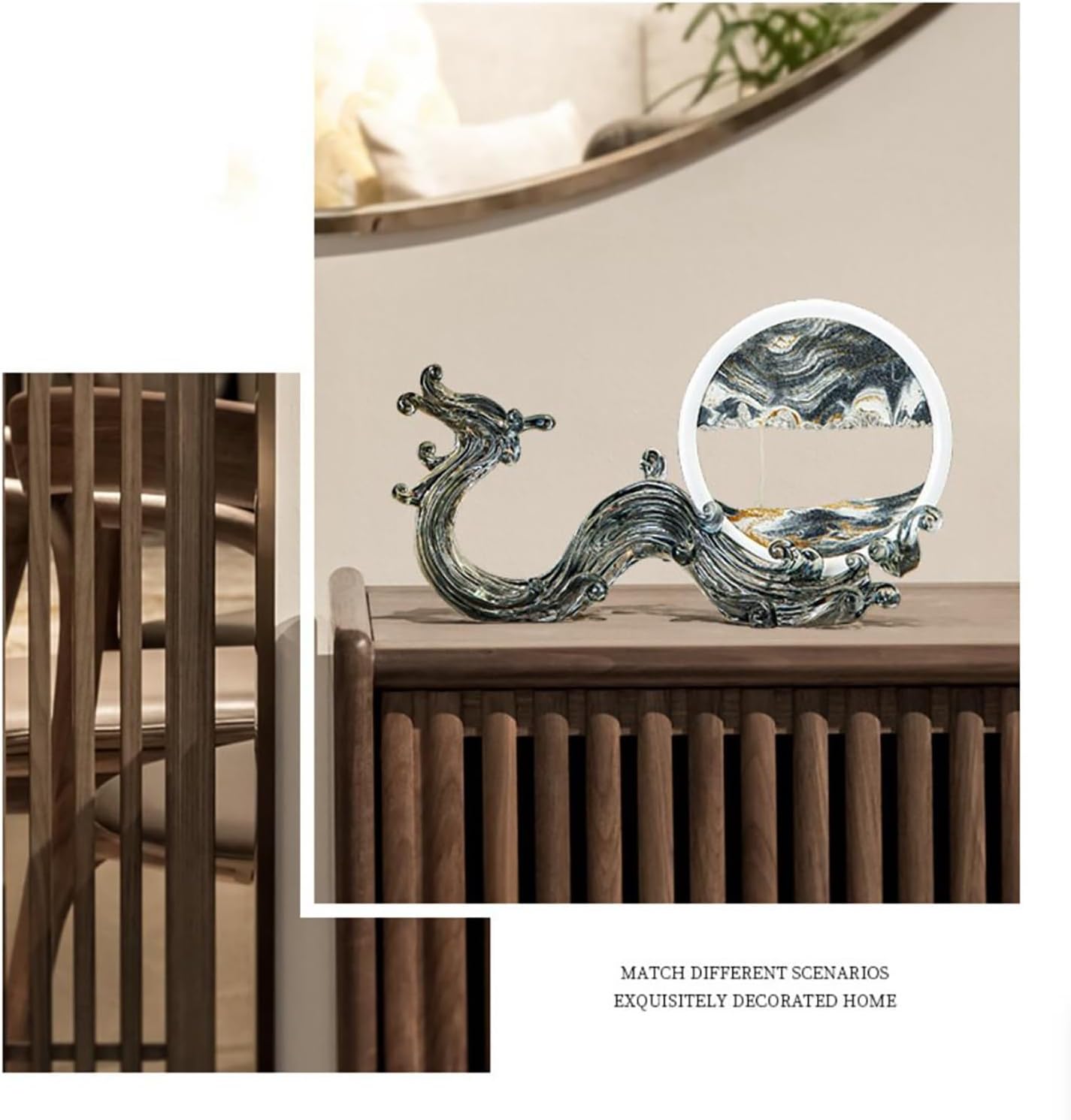 TaLcuS Moving Sand Art Picture,Flowing Sand Decorative Ornament，Liquid Motion 3D Deep Sea Sandscape in Motion Display Flowing Sand Frame Relaxing Desktop Home Office (Color : A3)
