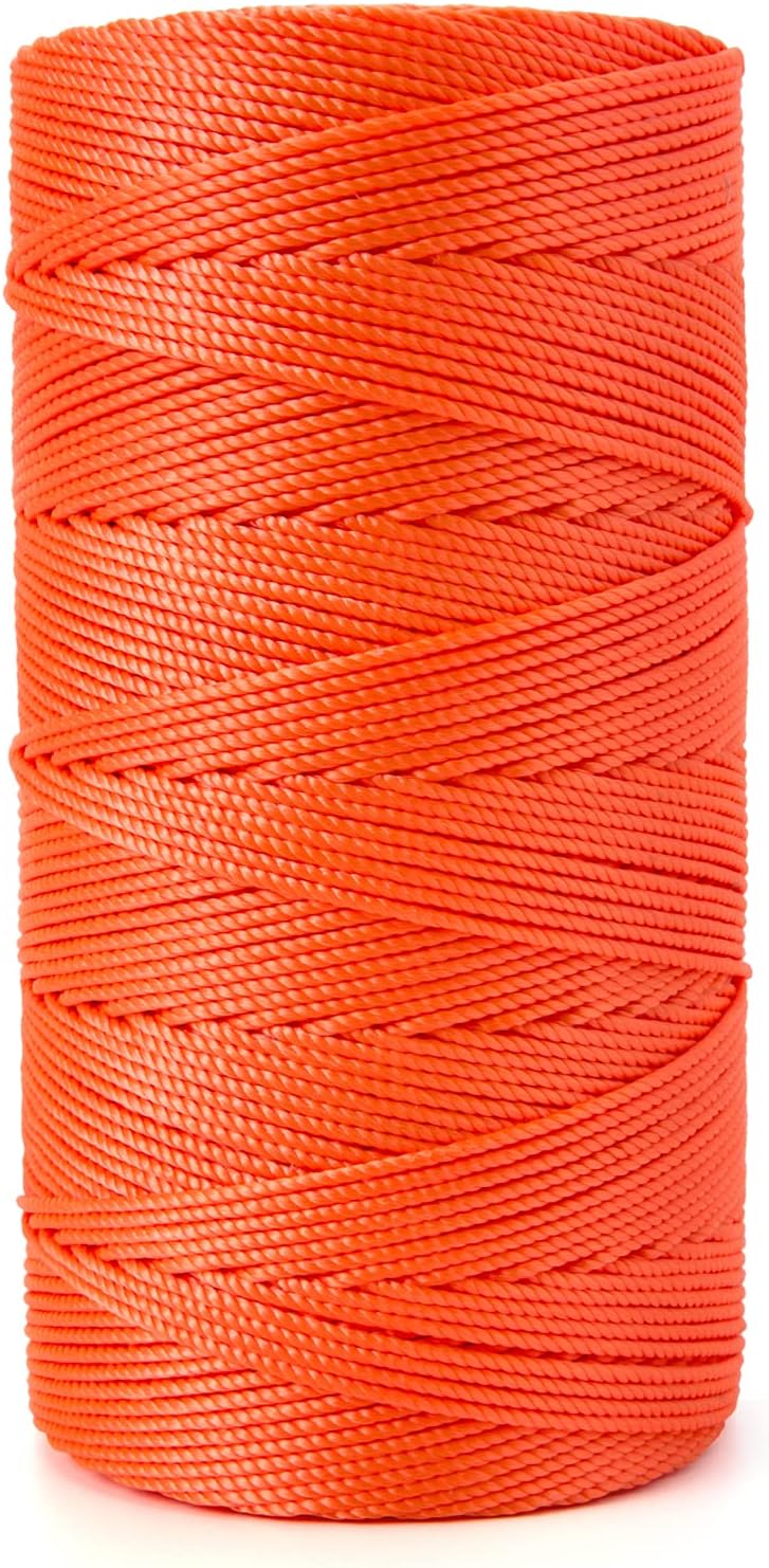 HONGDA #18 Braided Nylon Twine, 1080FT, Orange, Mason Line for Masonry, Workshop, Crafts, Gardening