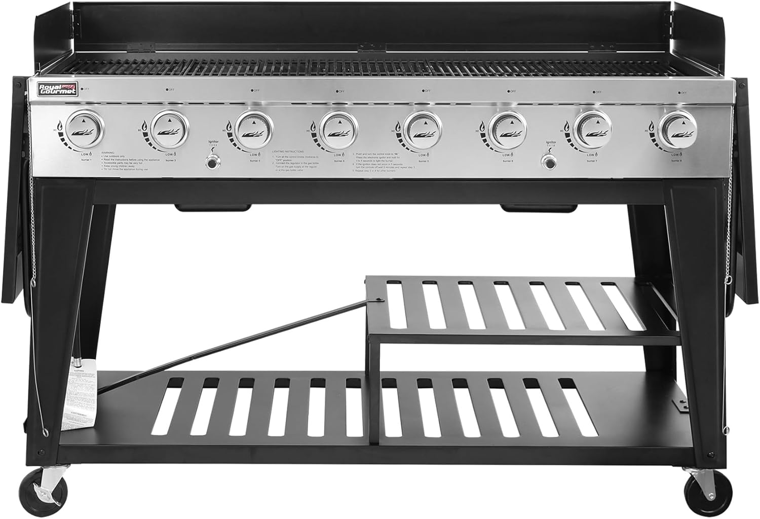 Royal Gourmet Event 8-Burner BBQ Propane Gas Grill with Cover, Picnic or Camping Outdoor