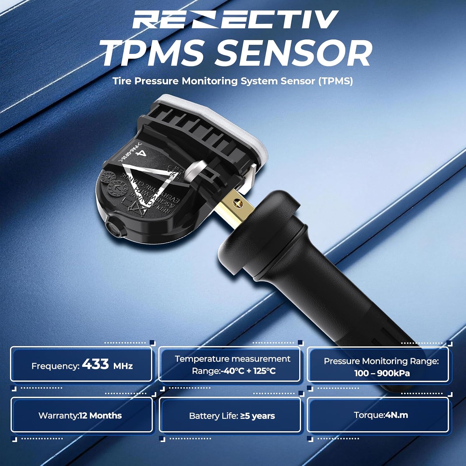 RENECTIV TPMS Sensor,4pcs 433MHz Tire Pressure Monitor Sensors Compatible with Chevy Cadillac Buick GMC Replace OE# 13598773,13516165
