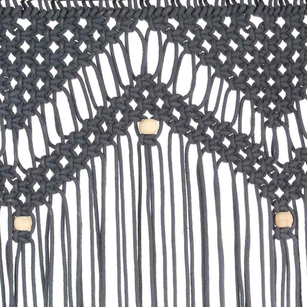 Rideau Macramé 140x240 cm Coton Anthracite