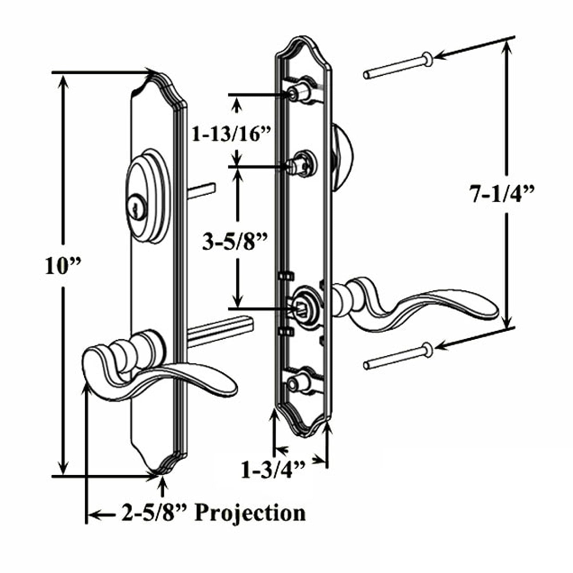 Patio Door Handleset - Matte Black Arch Trim -2