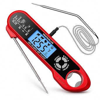 Digital Instant Read Meat Thermometer Waterproof Kitchen Food Cooking Thermometer Dual Probes Backlight, Alarm, F/C for BBQ Grill Smoker Steak Turkey Frying Baking Oven Water Oil
