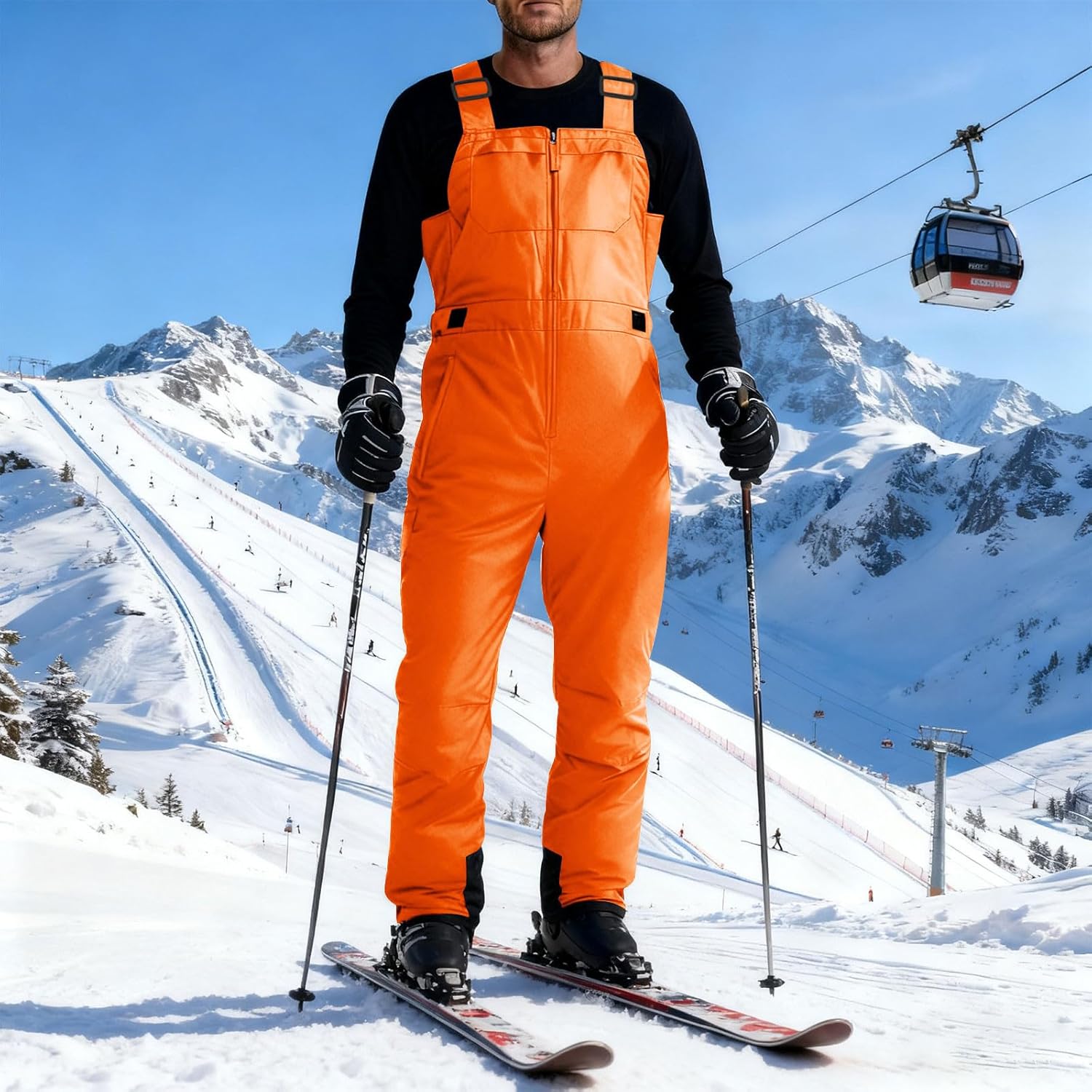 hlysgo Mens Snow Bibs Durable Insulated Waterproof Snow Bib Overalls Winter Snowpants Ski Jumpsuits Snowboarding Coveralls