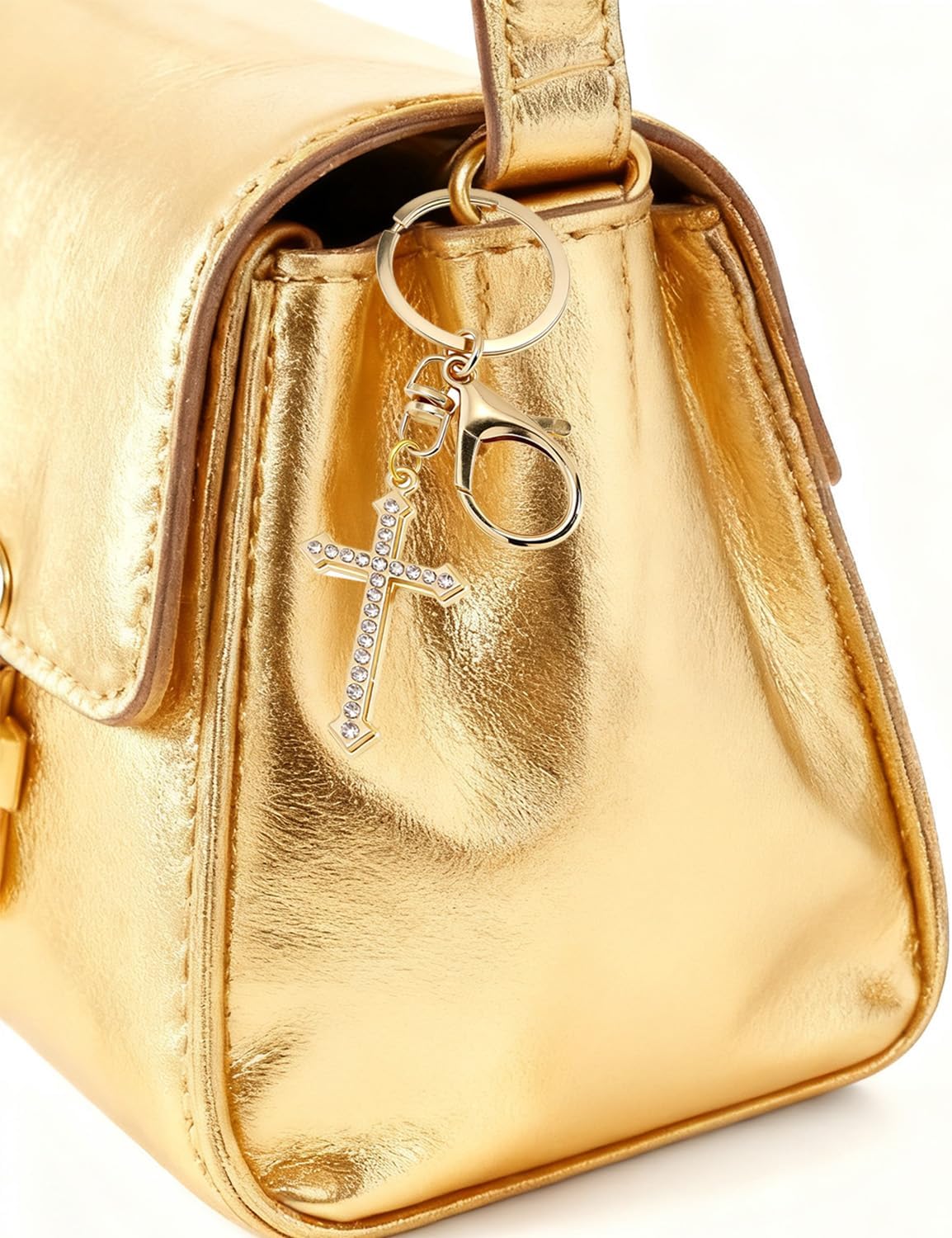 malyunin Gold Cross Keychain Christian Gifts for Women Cross Charms Bag Charms Purse for Handbags Backpacks Car Keys Accessories - Image 2