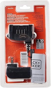 BLACK+DECKER 20V MAX Lithium Battery Charger, Compatible with 12V and 20V Battery, Battery Sold Separately (LCS1620B)