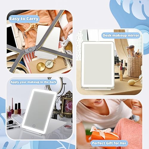 Miniatura 7 de Koolstuffs Espejo de viaje con espejo de aumento 10X, espejo de maquillaje recargable de 2500 mAh con 72 luces LED, 3 modos de luz de colores,